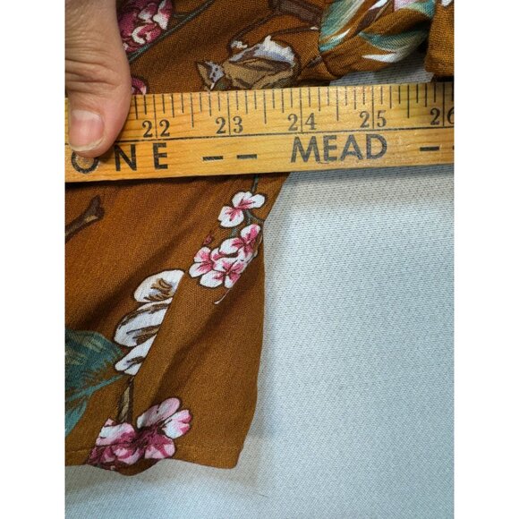 Bluivy Women's Tie Hem Cardigan Kimono Top Lightweight Size M/L Brown Floral - Picture 10 of 12